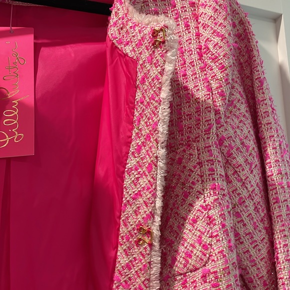 Lilly Pulitzer Pink Tweed Blazer Dashielle - Picture 6 of 9